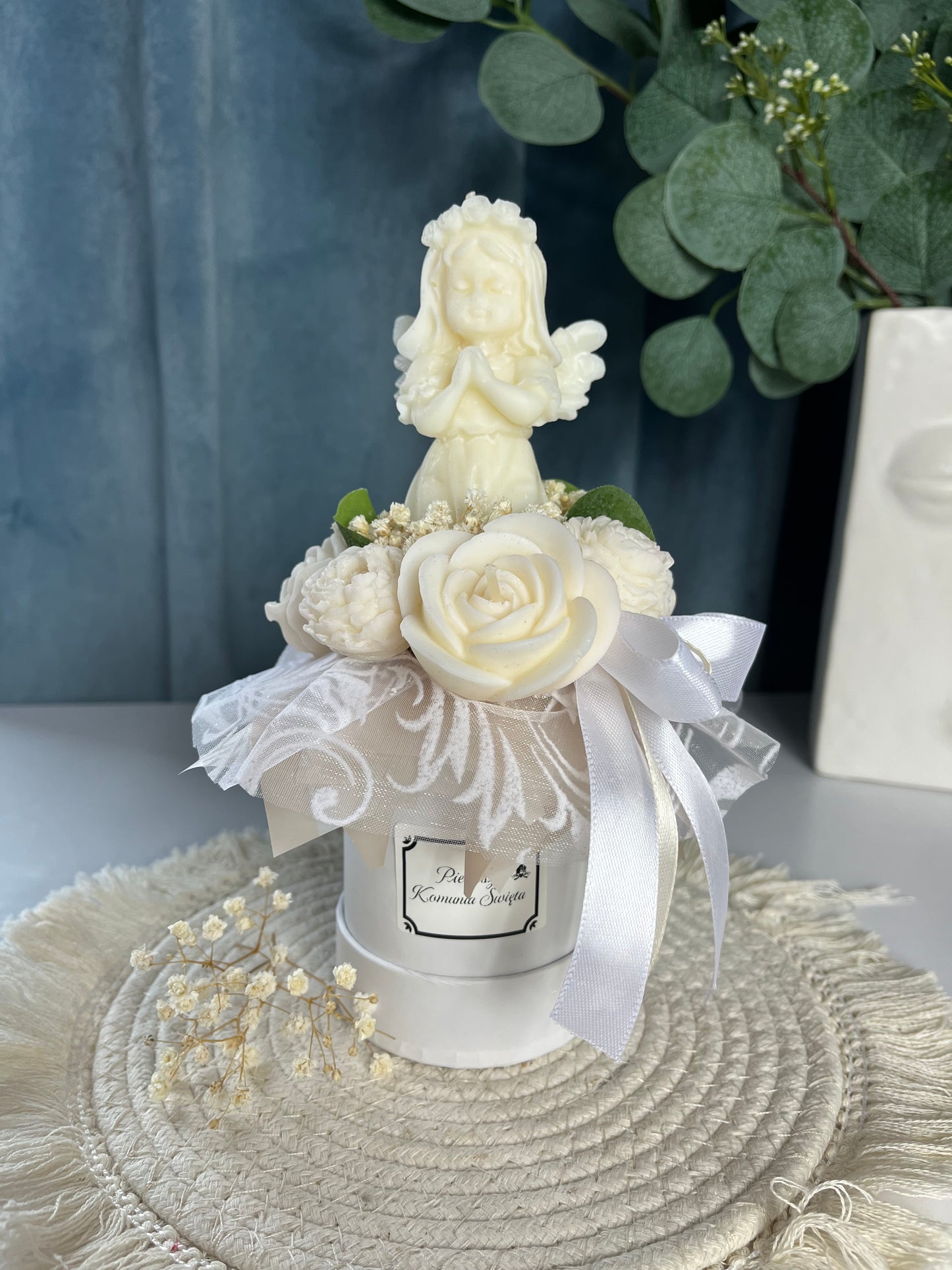 Flower box na Komunię Świętą dla dziewczynki